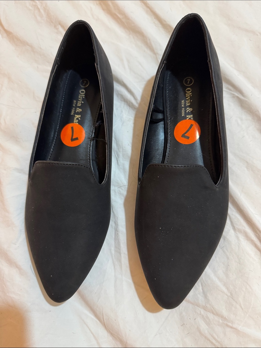 Olivia & Kate Black Pointed Toe Womens Slip-On Flats